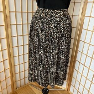 J.Crew Pleated Leopard Print Midi Skirt, Women's 10, EUC